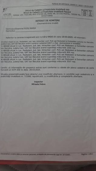 Teren de 4860 mp, în Războieni