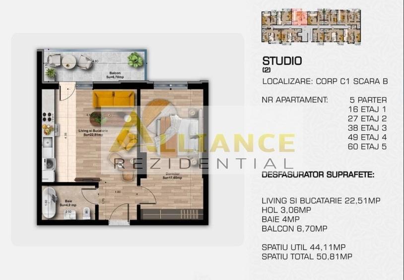 Apartament cu 2 camere decomandat în Sud