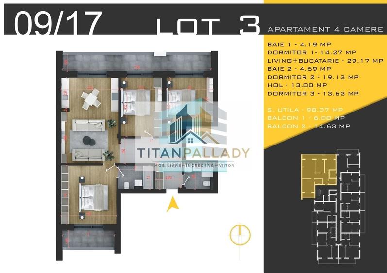 Apartament cu 4 camere în Titan