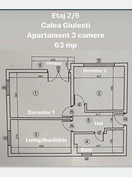Apartament cu 3 camere decomandat în Central