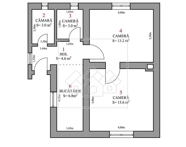 Casă cu 2 camere în Central