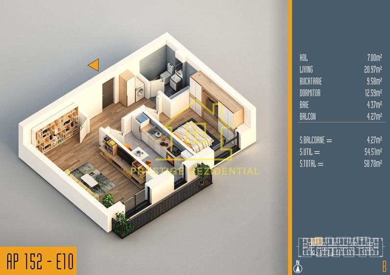 Apartament cu 2 camere în Theodor Pallady