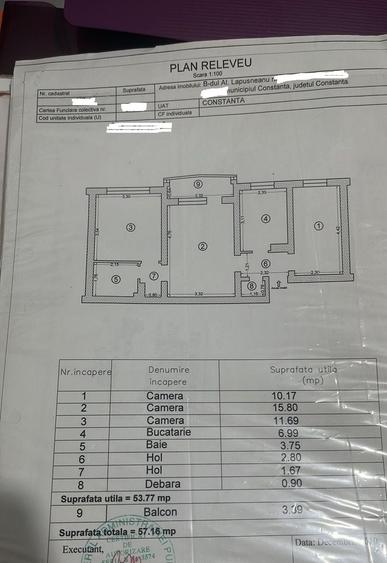 Apartament cu 3 camere semidecomandat, mobilat în Tomis III