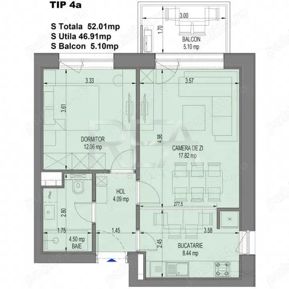 Apartament cu 2 camere decomandat în Aviației
