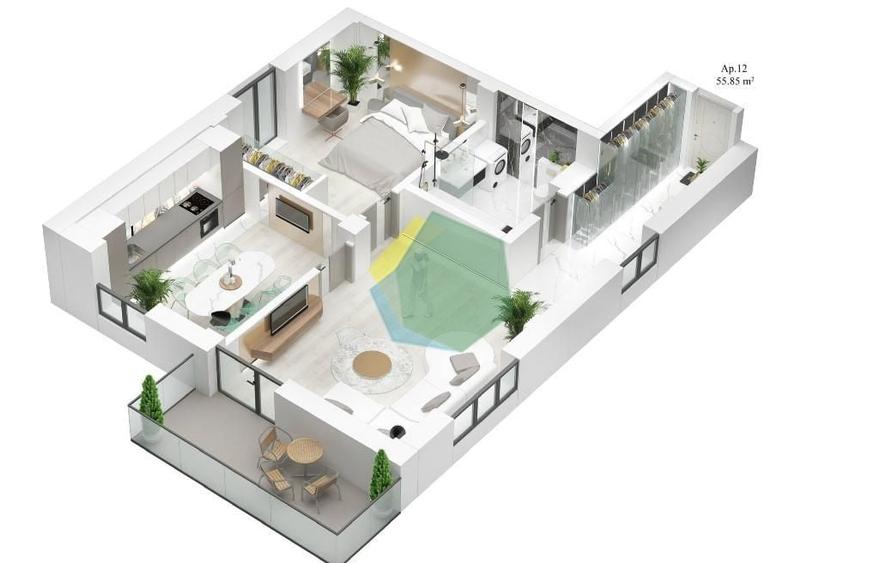 Apartament cu 2 camere decomandat în Exterior Vest