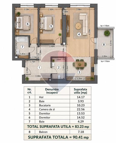 Apartament luminos cu 3 camere, parcare subterana in Luxuria Residence - 11