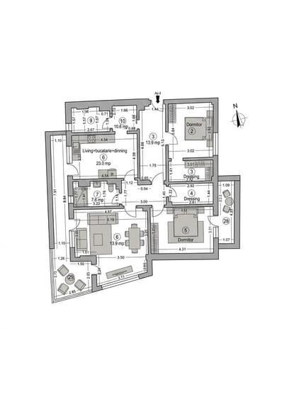 Apartament cu 4 camere decomandat în Brâncoveanu