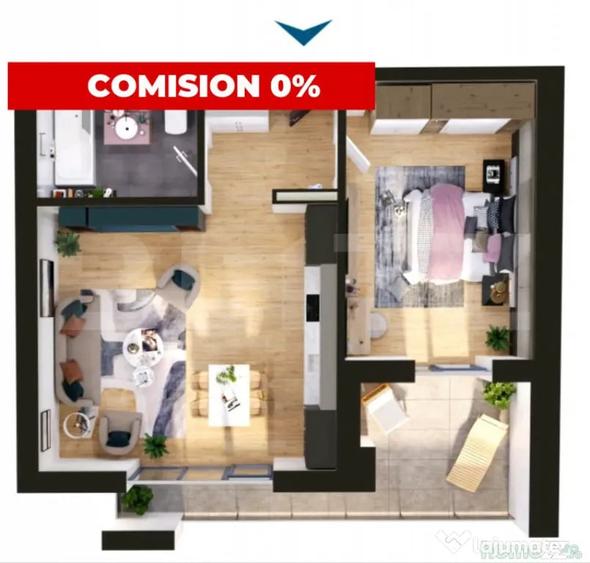 Apartament cu 2 camere semidecomandat în Torontalului