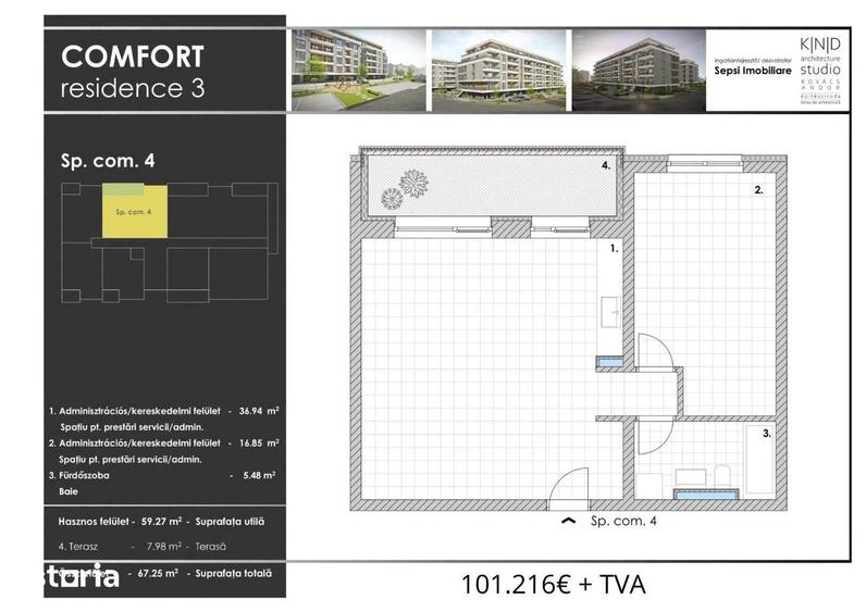 Spațiu comercial, de 43.54 mp, în Central