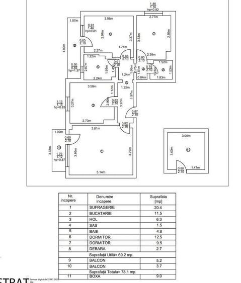 Apartament cu 3 camere decomandat în Balotești