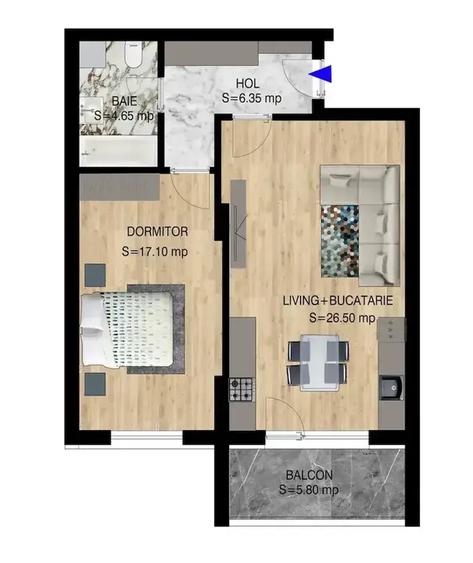Apartament cu 2 camere semidecomandat în Theodor Pallady