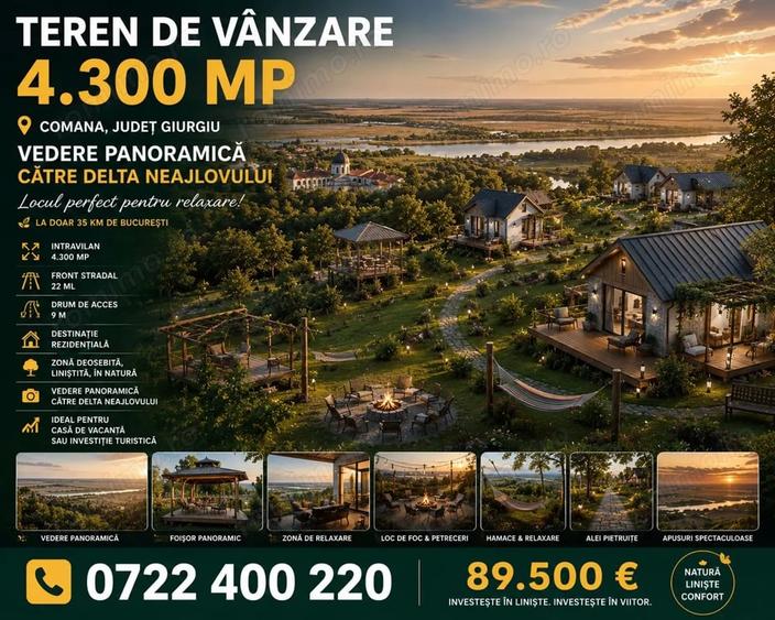 Teren de 4300 mp, în Comana