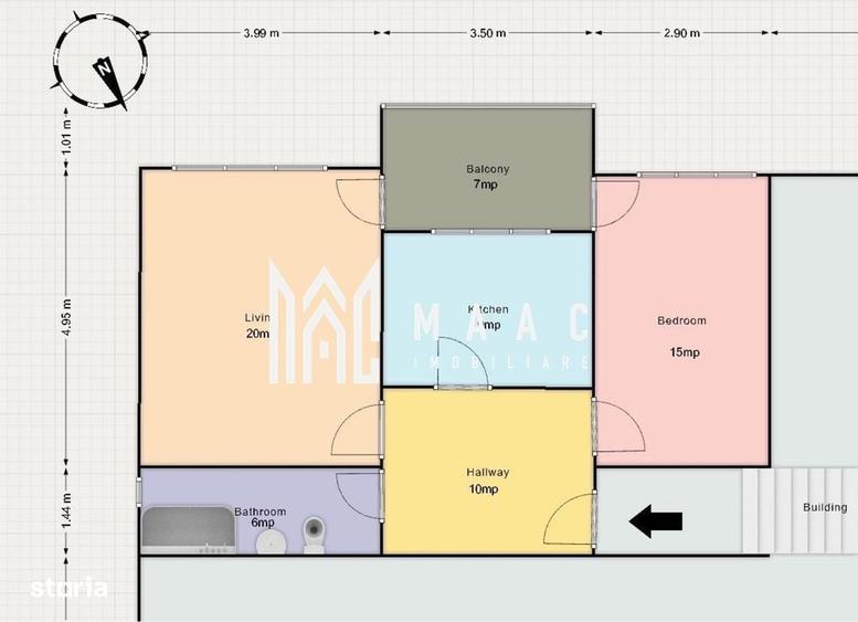 Apartament cu 2 camere decomandat în Ștrand