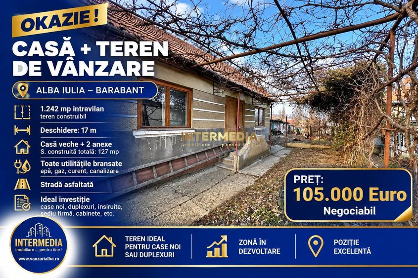 Casă individuală cu 3 camere cu Canalizare în Bărăbanț