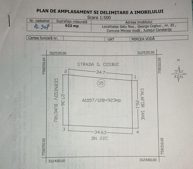 Teren de 923 mp, în Mircea Vodă