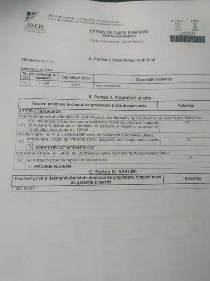 Teren de 9957 mp, în Mogoș