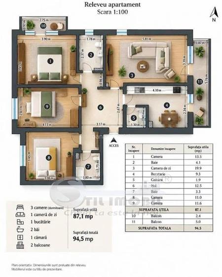 Apartament cu 4 camere decomandat în Lunca Cetățuii
