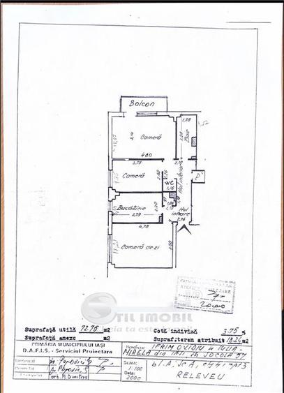 Apartament cu 3 camere decomandat, mobilat în Socola