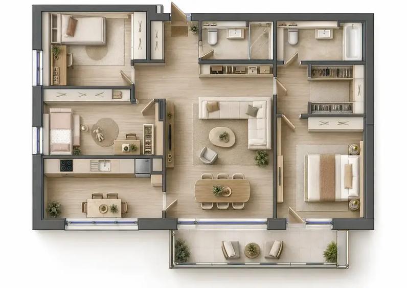 Apartament cu 4 camere decomandat în Ferdinand