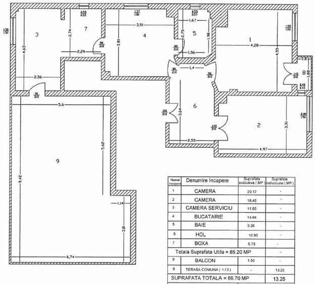 Apartament cu 3 camere în Clucerului