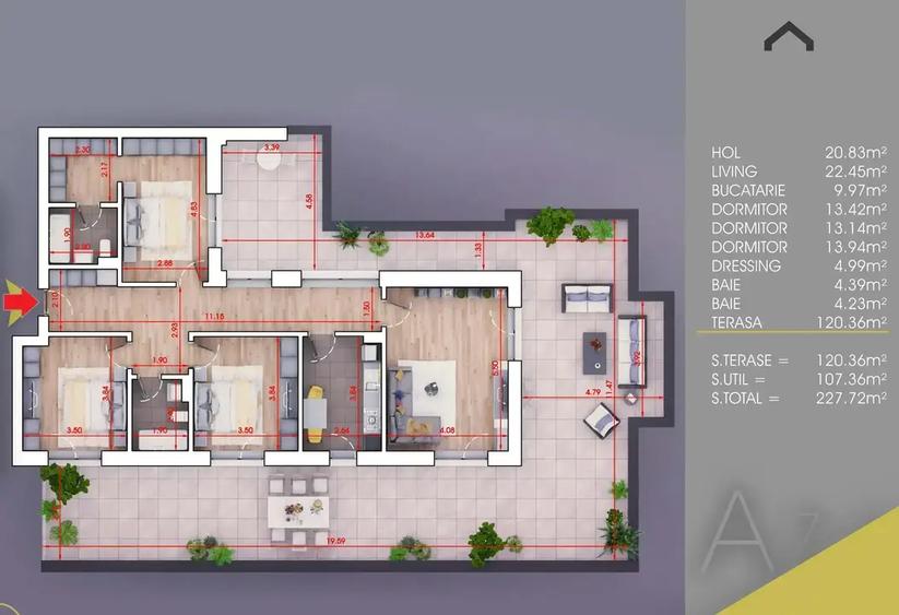 Apartament cu 4 camere decomandat în Titan