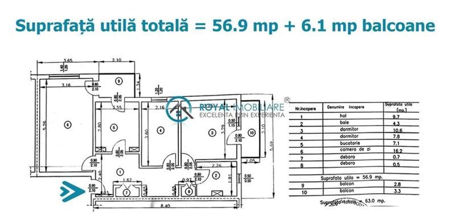 Apartament cu 3 camere decomandat în Paltiniș