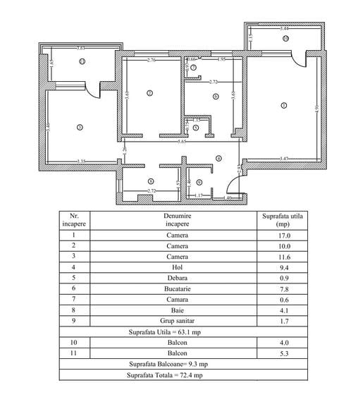 Inchiriez Apartament 3 camere, Faleza Nord zona Reyna | Proprietar - 11