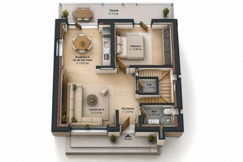 Casă cu 4 camere cu Teren 372 Mp în Central