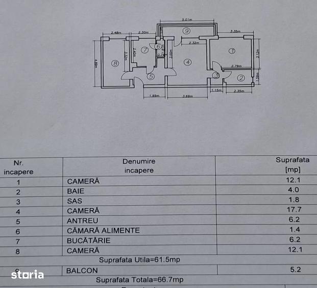 Apartament cu 3 camere în Grigorescu