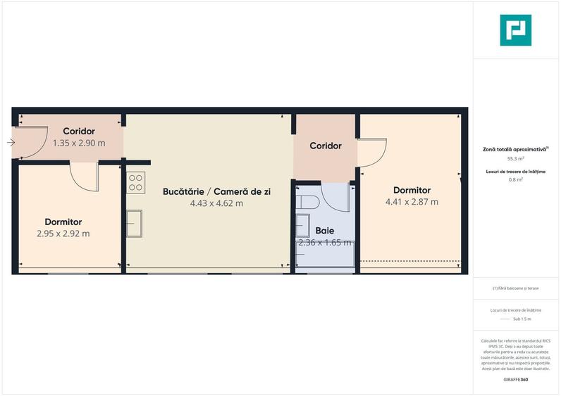 Apartament cu 3 camere, mobilat în Girocului