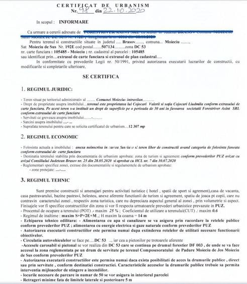 Teren Construcții intravilan de 12307 mp, în Moieciu de Sus