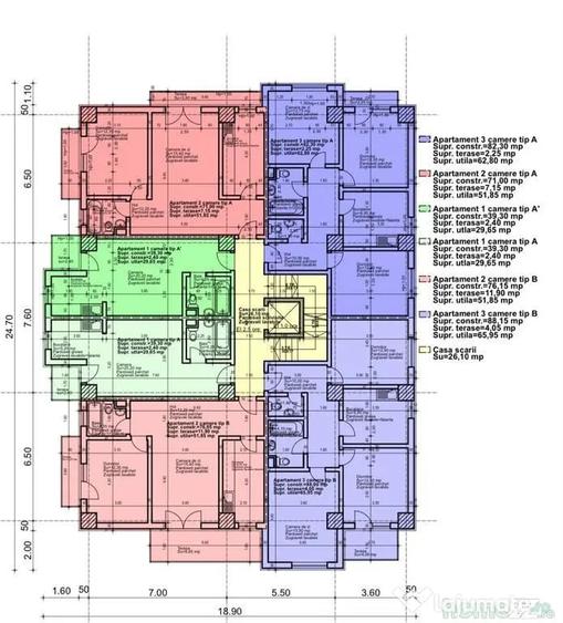 Apartament cu 3 camere decomandat în Abator