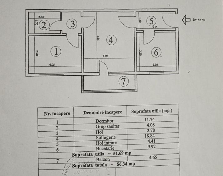 Apartament cu 2 camere semidecomandat în Central