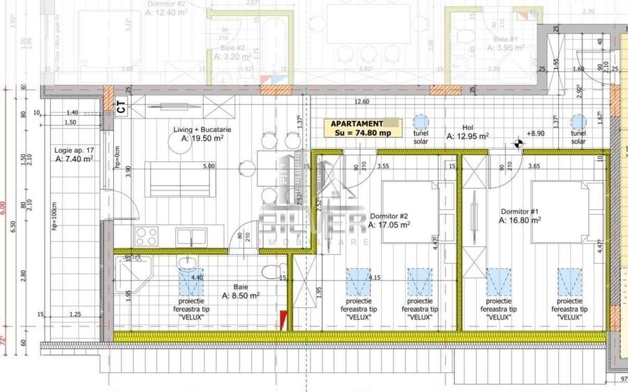 Apartament cu 3 camere în Florești