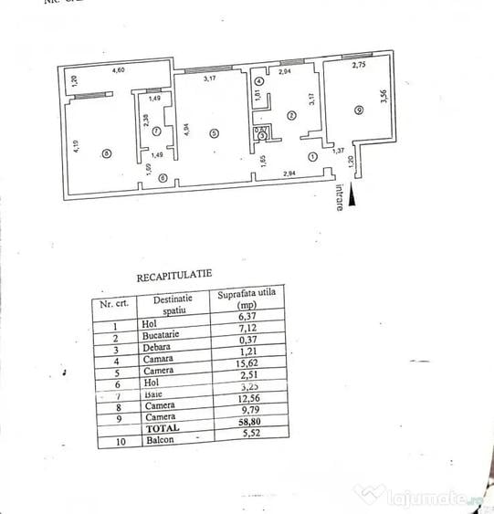 Apartament cu 3 camere semidecomandat în Hipodrom