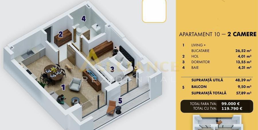 Apartament 2 camere de vanzare | Ansamblu nou | Comision 0% - 8