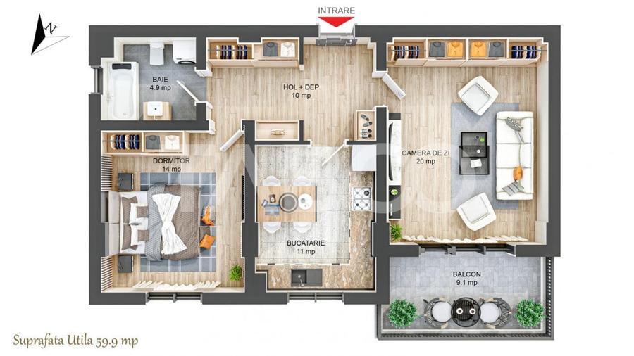Apartament cu 2 camere decomandat în Mihai Viteazul