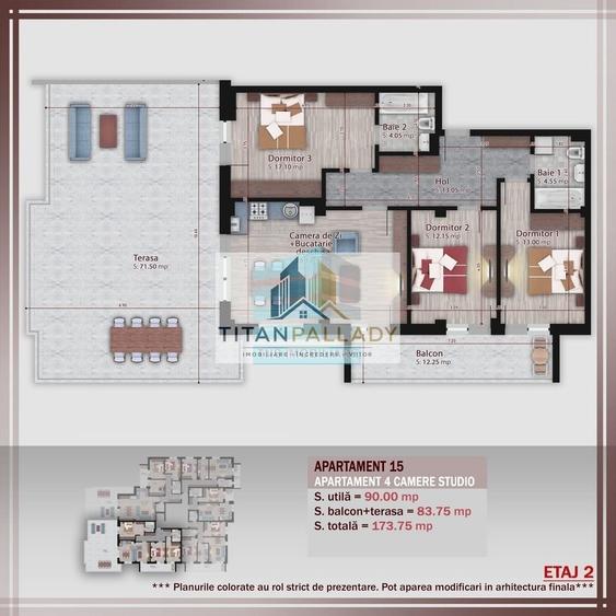 Apartament cu 4 camere decomandat în Titan