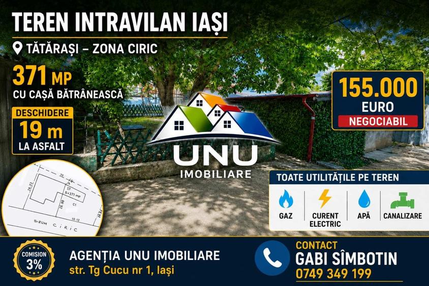 Teren Construcții intravilan de 371 mp, în Tătărași