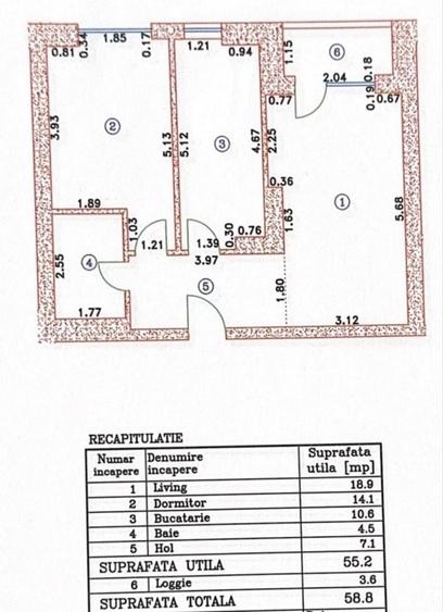 Apartament cu 2 camere decomandat în Central