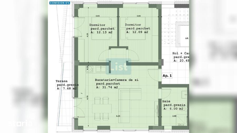Apartament cu 3 camere în Gării