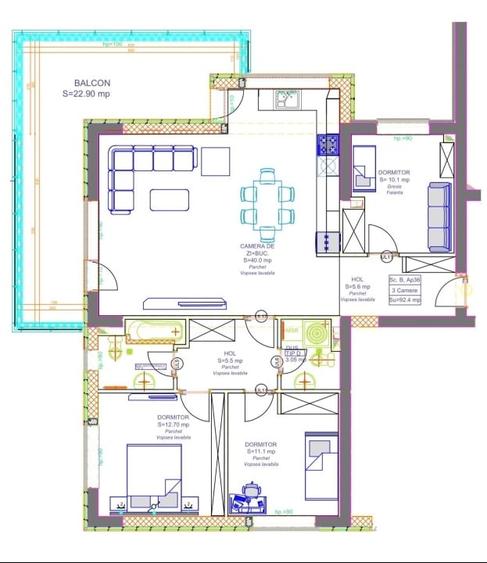 Apartament cu 4 camere decomandat, mobilat în Tei