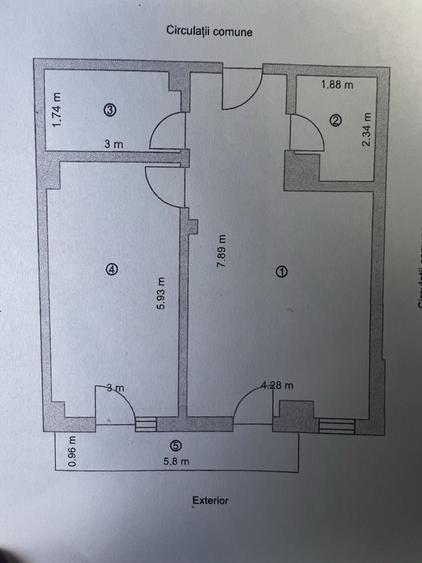 Apartament cu 2 camere semidecomandat în Exterior Vest