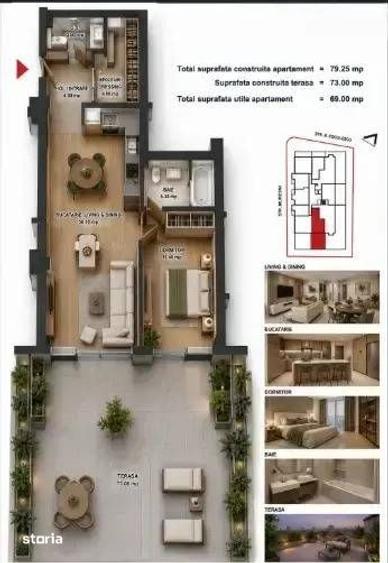 Apartament cu 2 camere semidecomandat, mobilat în Aviației