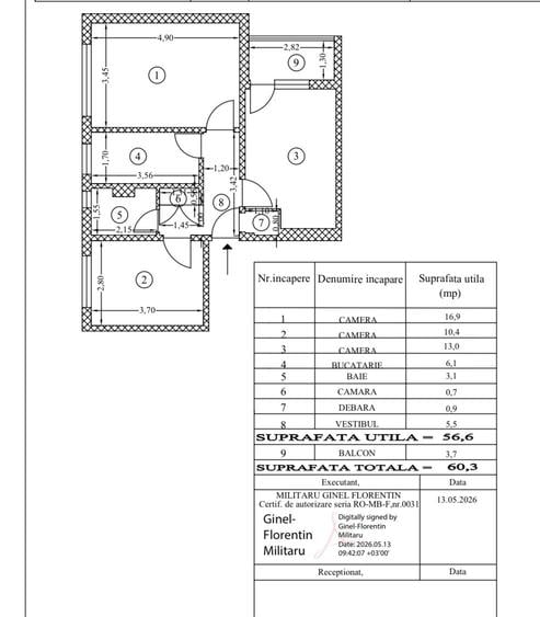 Apartament cu 3 camere decomandat în Berceni