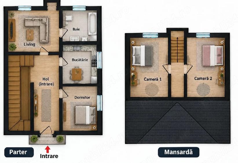 Casă cu 2 camere cu Teren 202 Mp în Pârneava