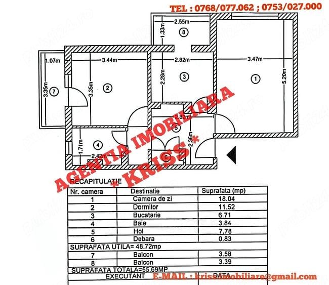 Apartament cu 2 camere decomandat în Teilor