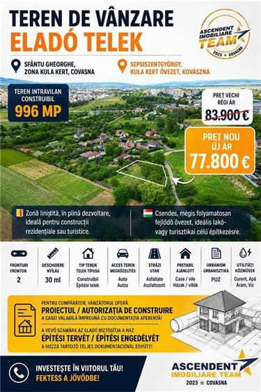 Teren Construcții intravilan de 996 mp, în Exterior Est