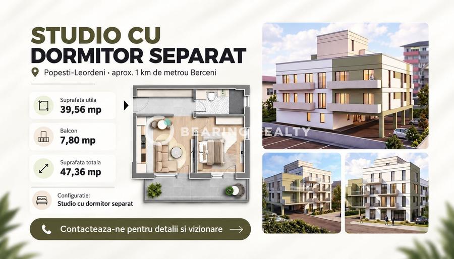 Apartament cu 2 camere semidecomandat în Est