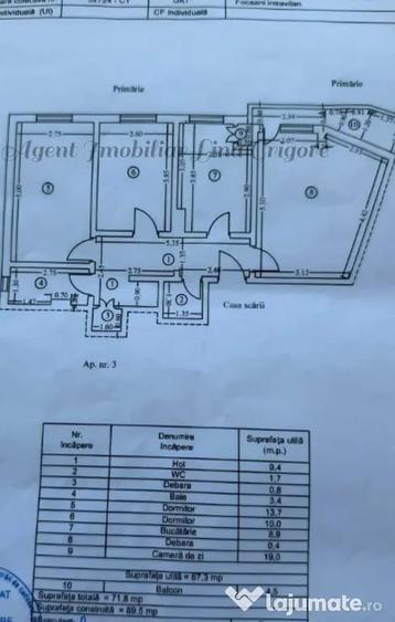 Apartament cu 3 camere decomandat în Central